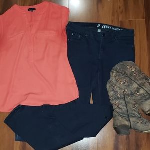 New York & Company Dark Blue Denim